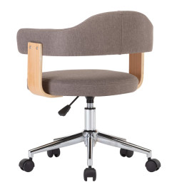 Chaise pivotante de bureau Taupe Bois courbé et tissu