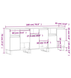 Buffets 3 pcs Blanc Bois d'ingénierie