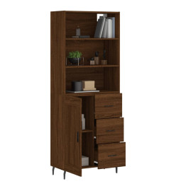 Buffet haut Chêne marron 69,5x34x180 cm Bois d'ingénierie