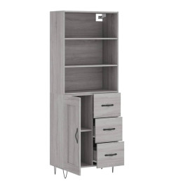 Buffet haut Sonoma gris 69,5x34x180 cm Bois d'ingénierie