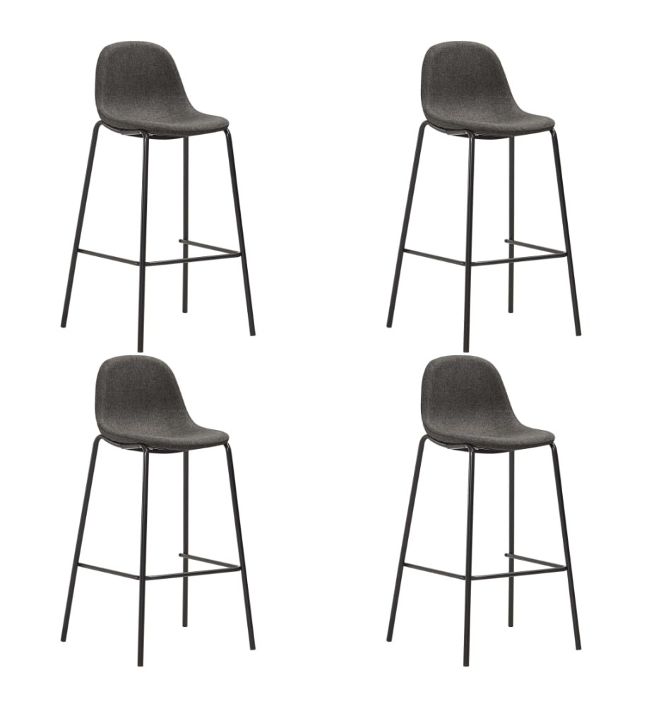 Chaises de bar lot de 4 gris foncé tissu