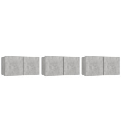 Meubles TV suspendus 3 pcs Gris béton 60x30x30 cm