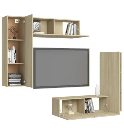 Ensemble de meubles TV 4 pcs Chêne sonoma Aggloméré