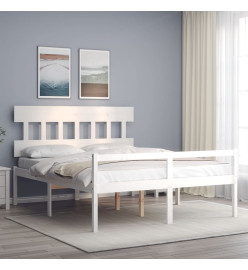 Cadre de lit avec tête de lit blanc 160x200 cm bois massif