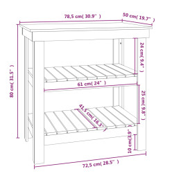 Banc de travail Gris 78,5x50x80 cm Bois de pin massif