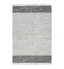 Tapis Chindi tissé à la main Cuir 190 x 280 cm Gris