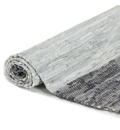 Tapis Chindi tissé à la main Cuir 190 x 280 cm Gris