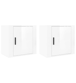 Tables de chevet murales 2 pcs Blanc brillant 50x30x47 cm