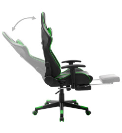 Chaise de jeu avec repose-pied Noir et vert Cuir artificiel