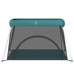 Parc pour bébé avec matelas Vert Tissu de lin