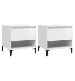 Tables d'appoint 2pcs Blanc brillant 50x46x50cm Bois ingénierie