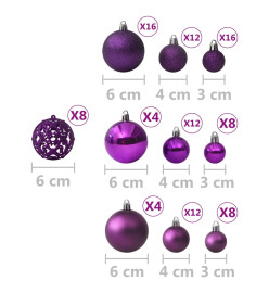 Ensemble de boules de Noël 100 pcs Violet