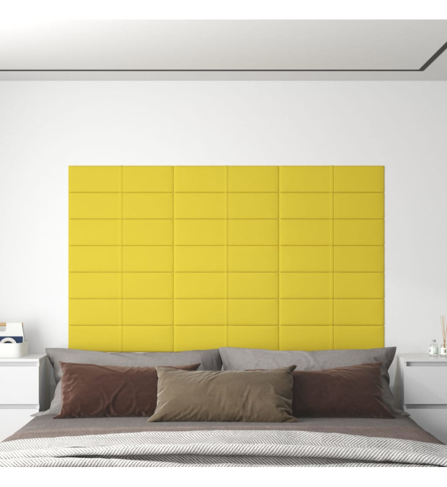 Panneaux muraux 12 pcs Jaune clair 60x15 cm Tissu 1,08 m²