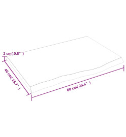 Dessus de table marron clair 60x40x2 cm bois chêne traité