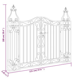 Portail de jardin noir 121x8x100 cm fer forgé
