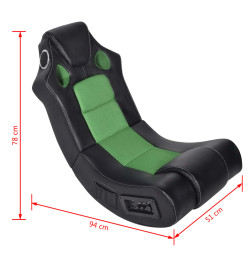 Fauteuil à bascule à enceinte Noir et vert Similicuir