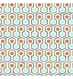 Good Vibes Papier peint Hexagon Pattern Vert et orange