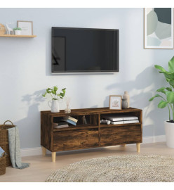 Meuble TV chêne fumé 100x34,5x44,5 cm bois d'ingénierie