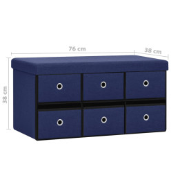 Banc de rangement pliable Bleu 76x38x38 cm Faux lin