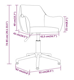 Chaises pivotantes à manger lot de 4 Gris foncé Velours