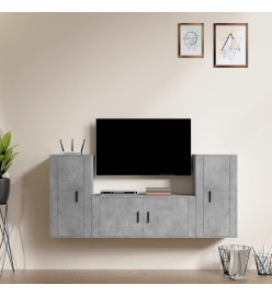 Ensemble de meubles TV 3 pcs Gris béton Bois d'ingénierie