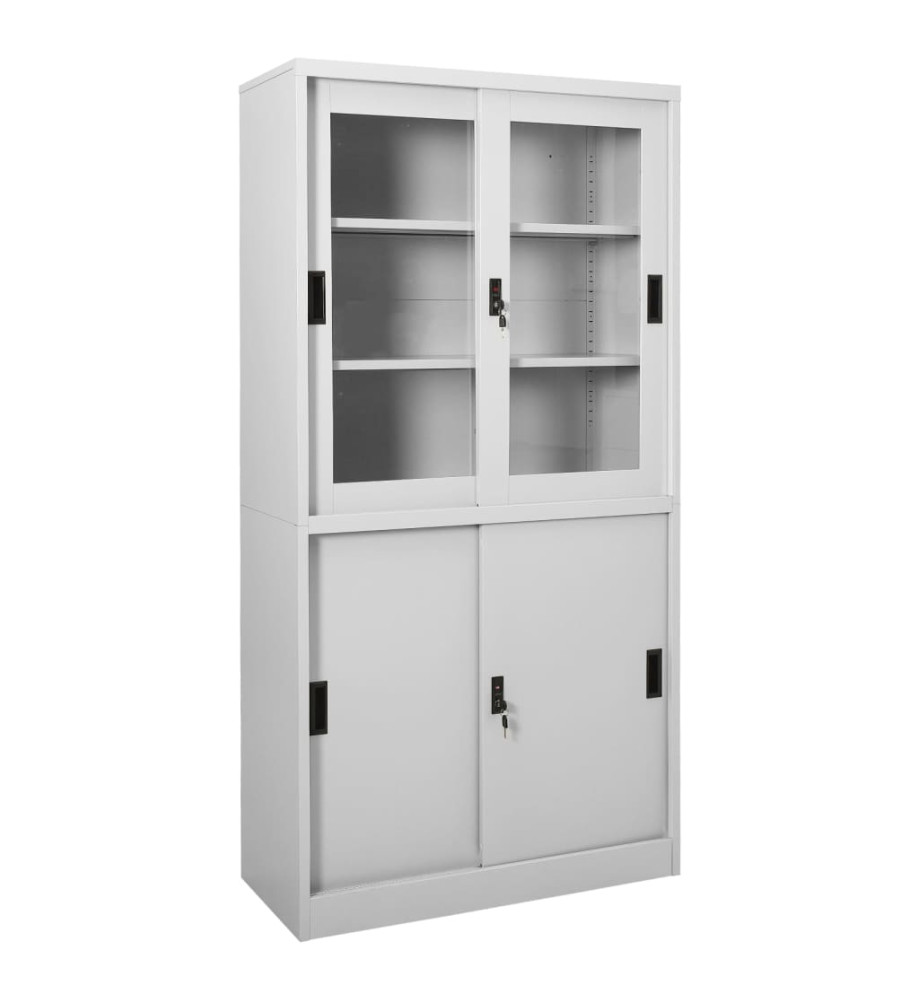 Armoire à bureau porte coulissante Gris clair 90x40x180cm Acier