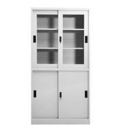 Armoire à bureau porte coulissante Gris clair 90x40x180cm Acier