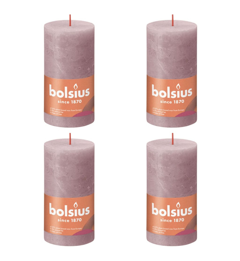 Bolsius Bougies pilier rustiques Shine 4 pcs 130x68 mm Rose cendre