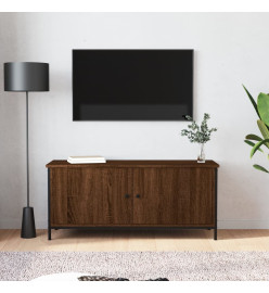 Meuble TV avec portes chêne marron 102x35x45 cm bois ingénierie