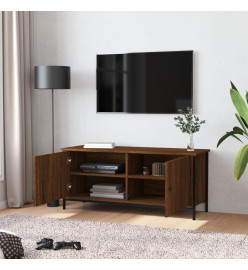 Meuble TV avec portes chêne marron 102x35x45 cm bois ingénierie