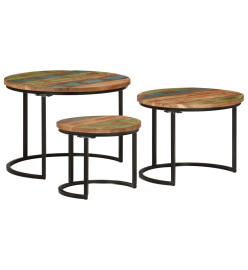 Tables gigognes 3 pcs bois massif de récupération