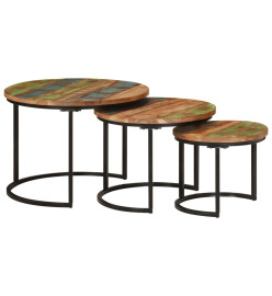 Tables gigognes 3 pcs bois massif de récupération