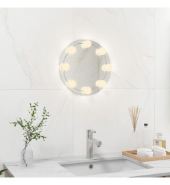 Miroir mural sans cadre avec lampes LED Rond Verre