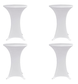 Housses élastiques de table Ø 80 cm Blanc 4 pcs