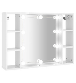 Armoire à miroir avec LED Blanc brillant 76x15x55 cm