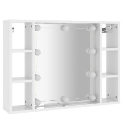 Armoire à miroir avec LED Blanc brillant 76x15x55 cm