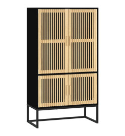 Buffet haut noir 70x35x125 cm bois d'ingénierie