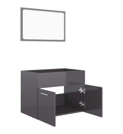 Ensemble de meubles de salle de bain 2 pcs Gris brillant