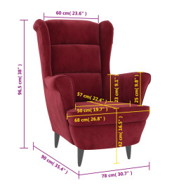 Fauteuil rouge bordeaux velours