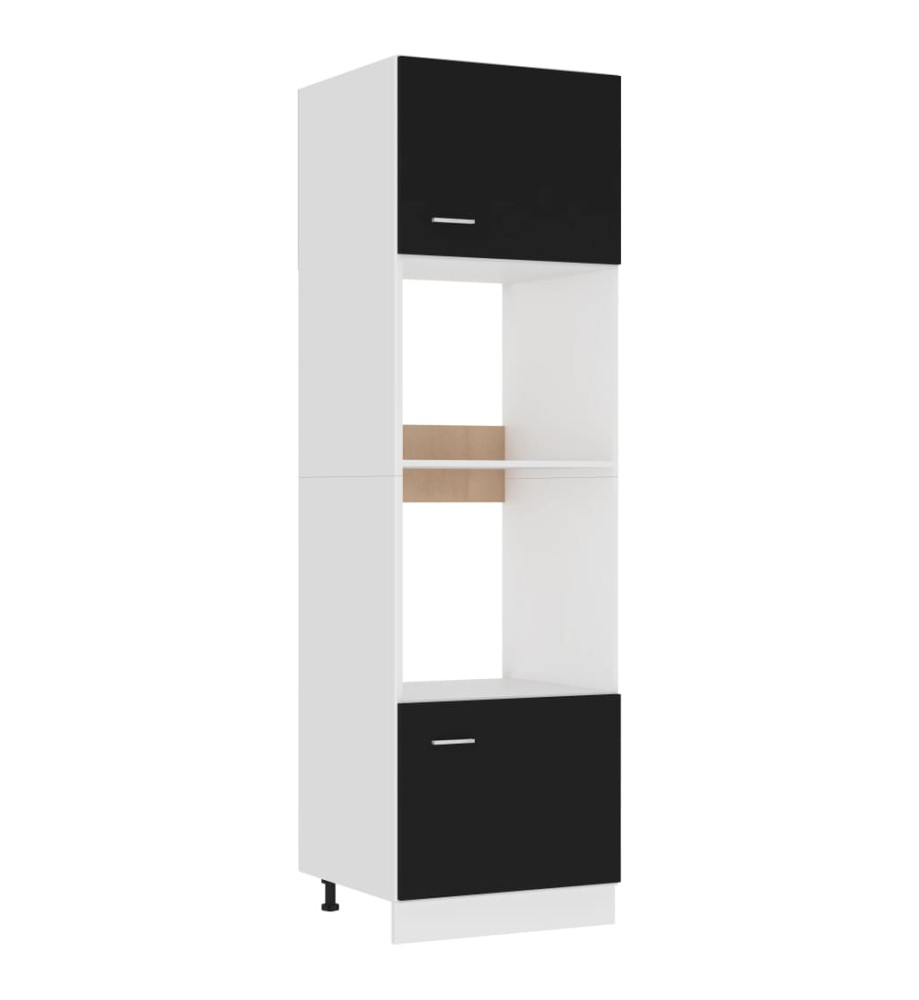 Armoire à micro-ondes Noir 60x57x207 cm Aggloméré