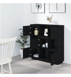 Buffet Noir 110,5x35x117 cm Bois massif de pin