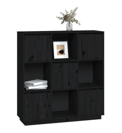 Buffet Noir 110,5x35x117 cm Bois massif de pin