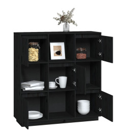 Buffet Noir 110,5x35x117 cm Bois massif de pin