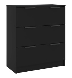 Buffets 3 pcs Noir Bois d'ingénierie