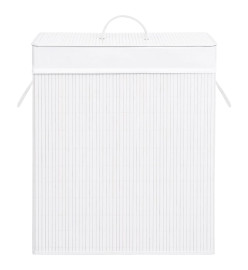 Panier à linge avec 2 sections bambou blanc 100 L