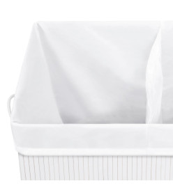 Panier à linge avec 2 sections bambou blanc 100 L