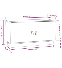 Meuble TV Noir 80x34x40 cm Bois de pin massif