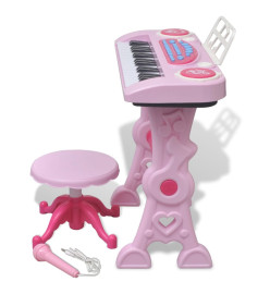 Clavier jouet d'enfants et tabouret/microphone 37 touches Rose