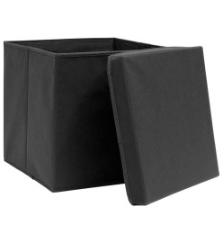 Boîtes de rangement avec couvercle 10 pcs Noir 32x32x32cm Tissu