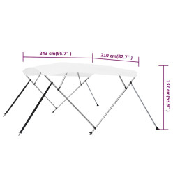 Auvent bimini à 4 arceaux Blanc 243x210x137 cm